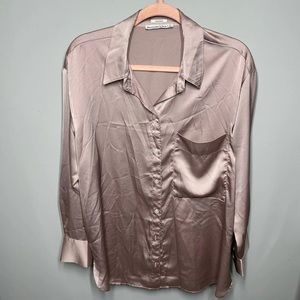 Abercrombie Oversized Satin Button Up